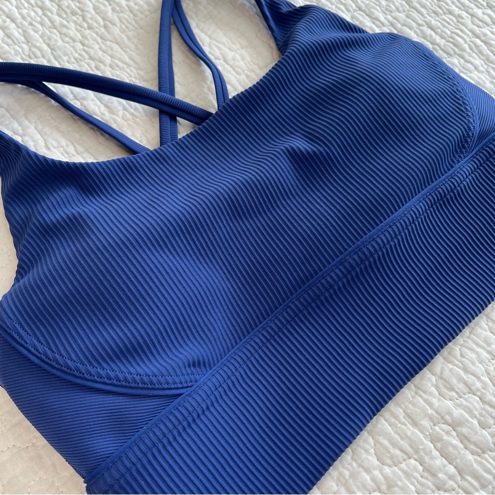Lululemon Energy Bra Long Line Ribbed Regatta Blue 6 - Picture 4 of 9